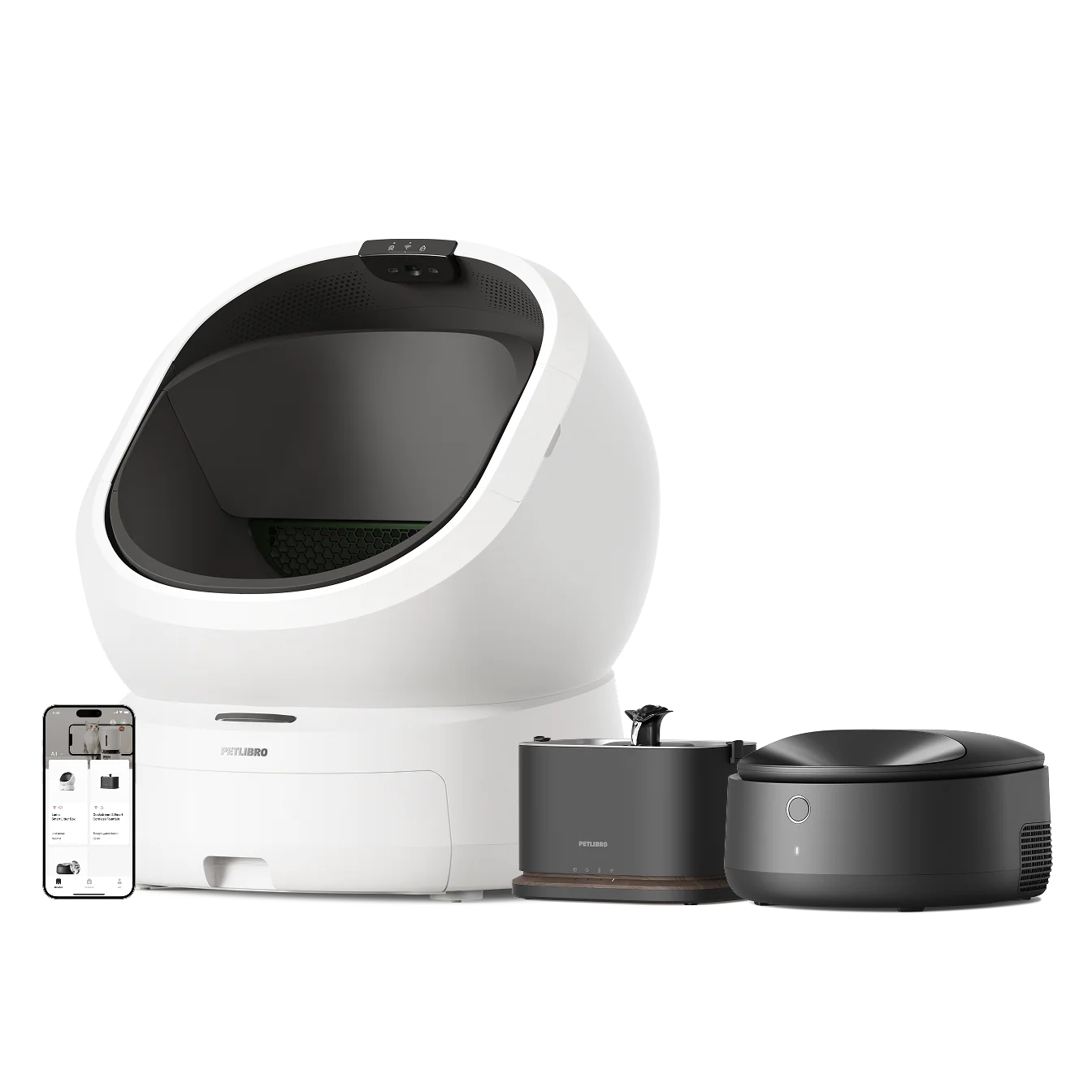 Luma Smart Litter Box, Polar Smart Wet Food Feeder and Dockstream 2 Fountain