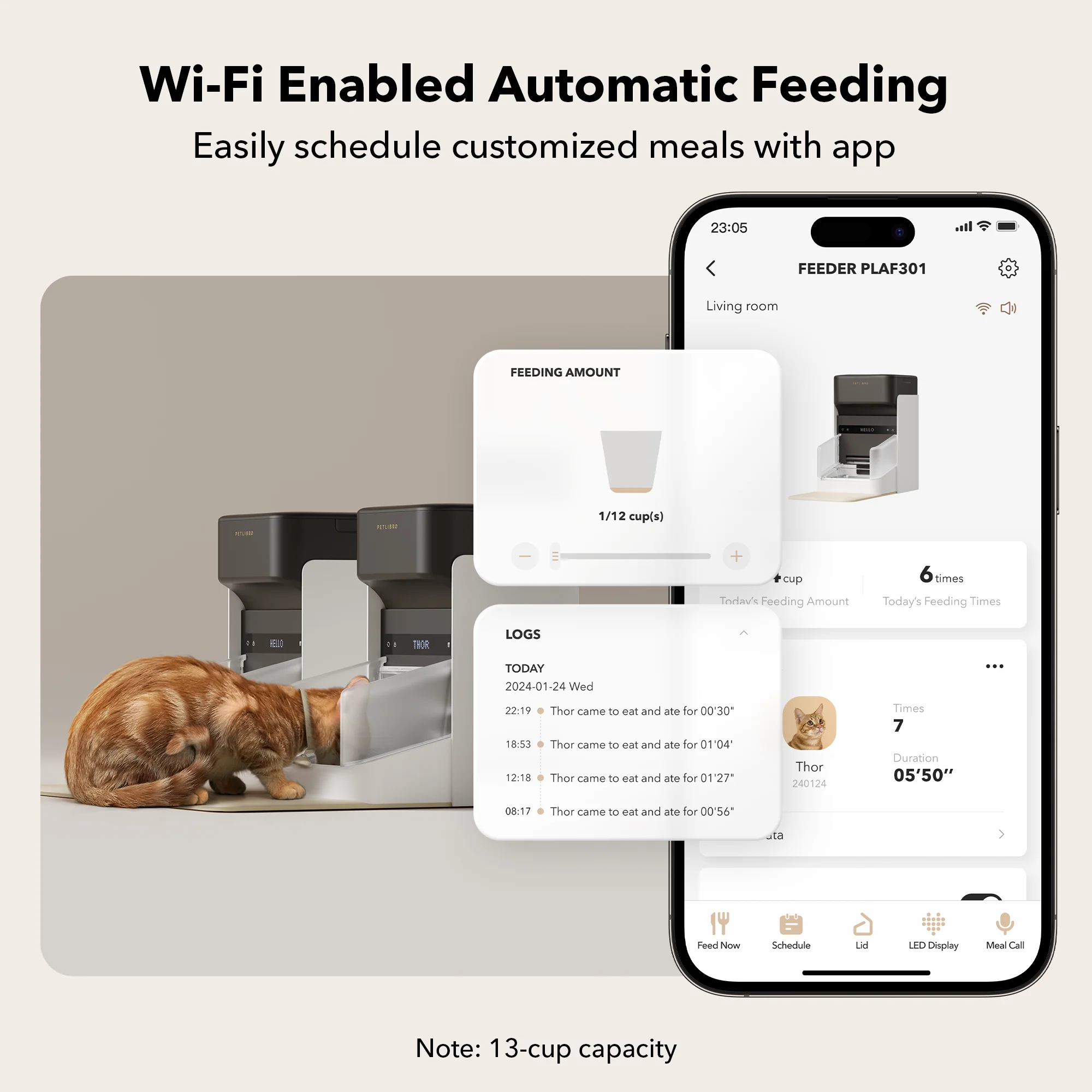 One RFID Smart Feeder with Collar Tag Access and App Scheduling
