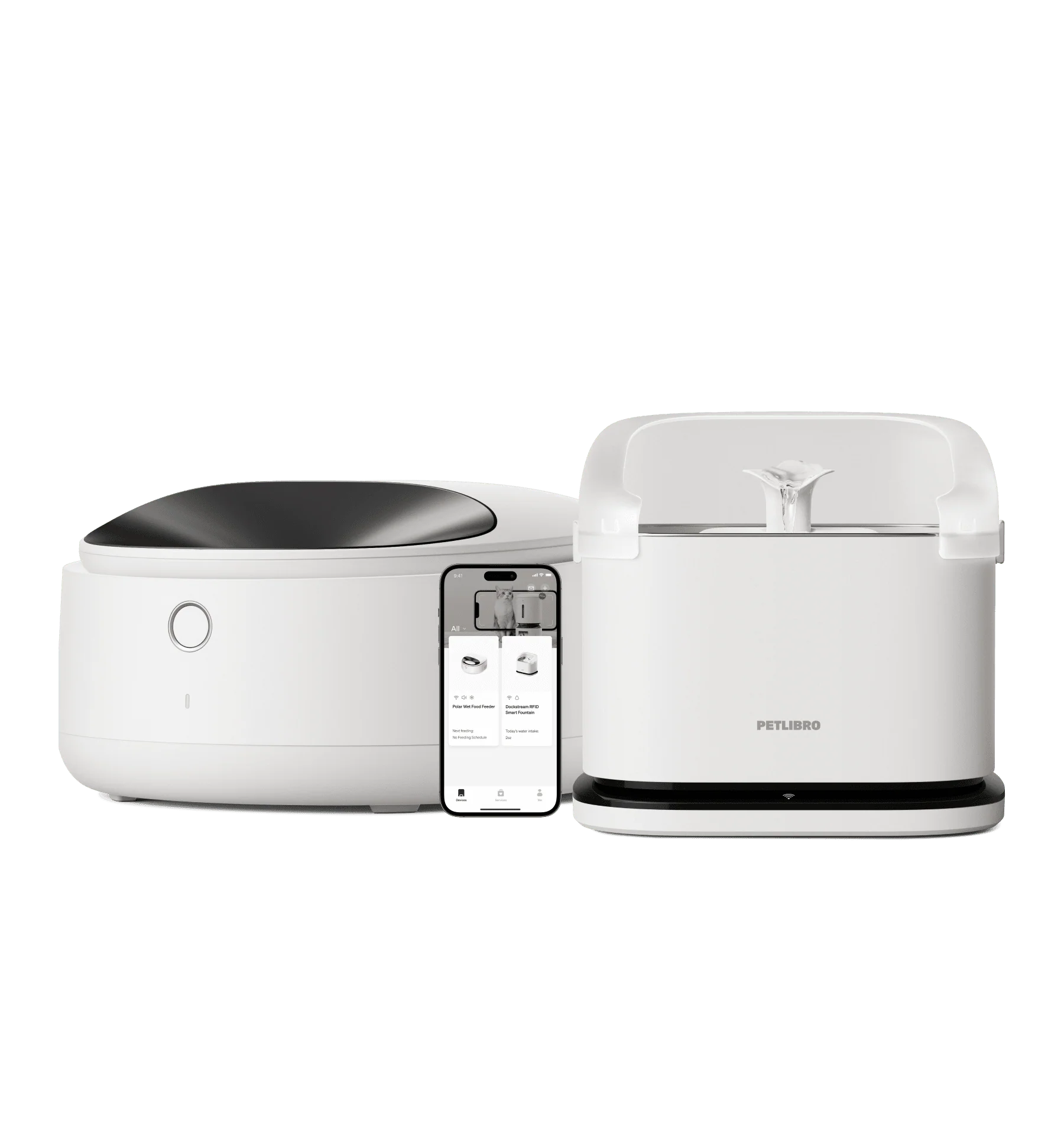 Polar Wet Food Feeder and RFID Smart Fountain Bundle for Multi-Cat Homes