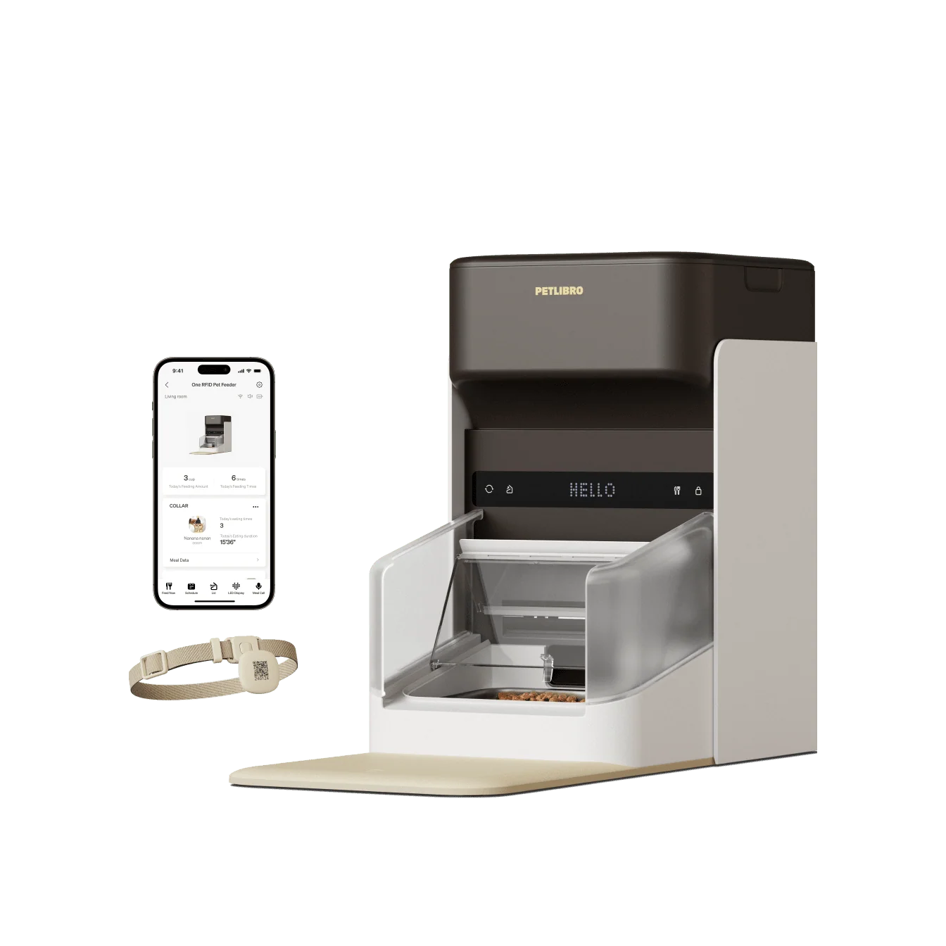 One RFID Smart Feeder with Collar Tag Access and App Scheduling