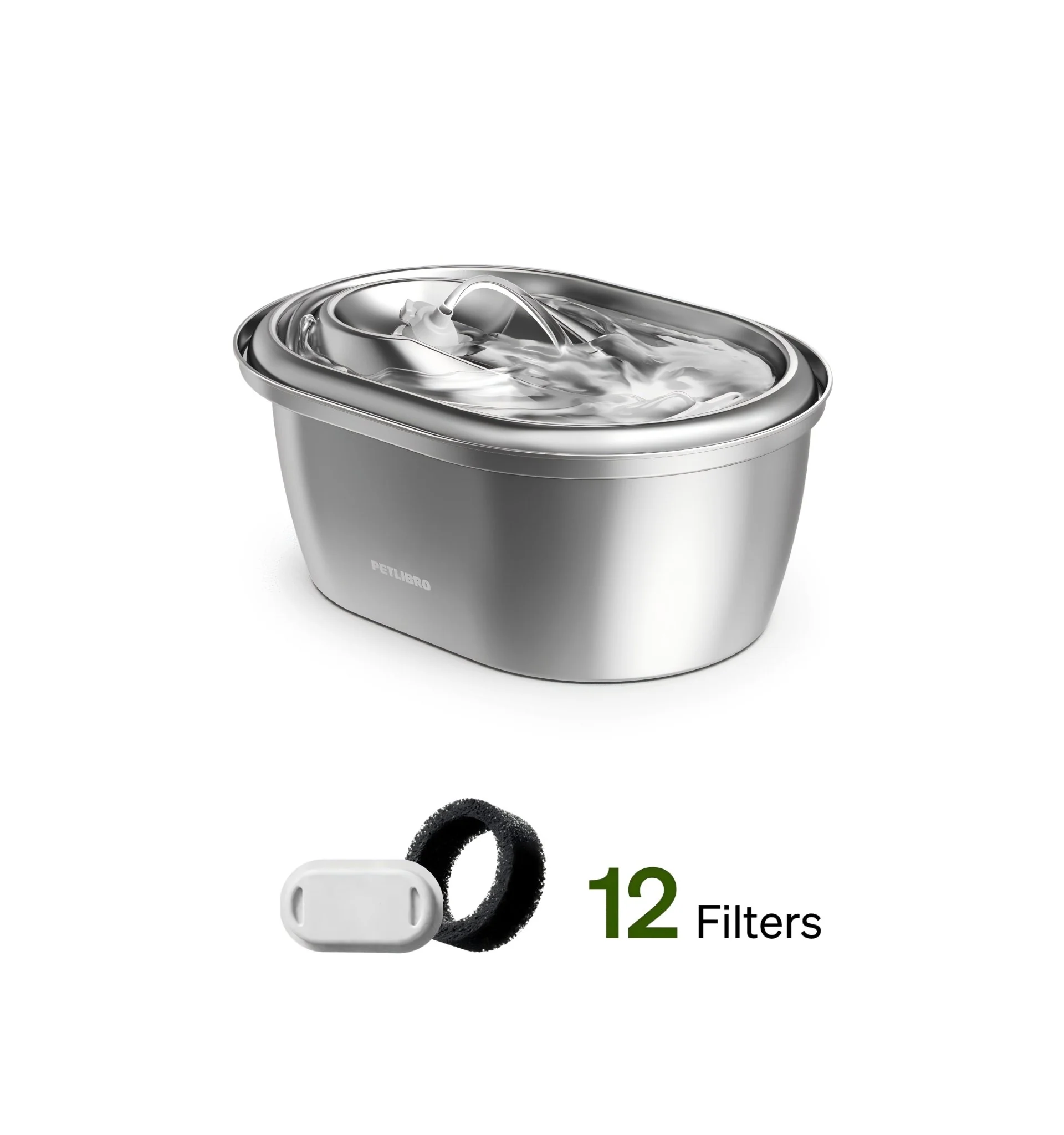 Stainless Steel Pet Water Fountain, 3L Quiet Automatic Dispenser