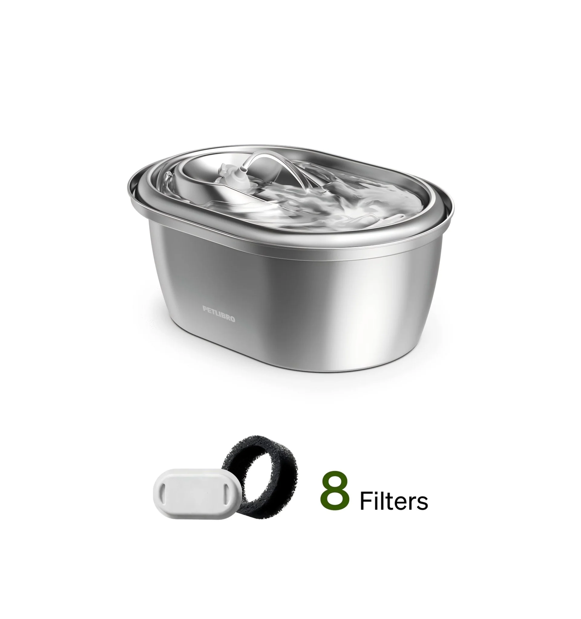Stainless Steel Pet Water Fountain, 3L Quiet Automatic Dispenser