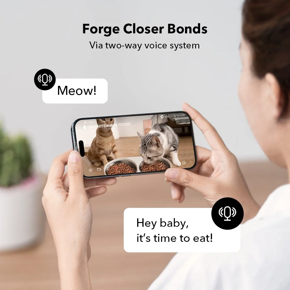 Granary Smart Camera Feeder Dual Bowl with App Scheduling