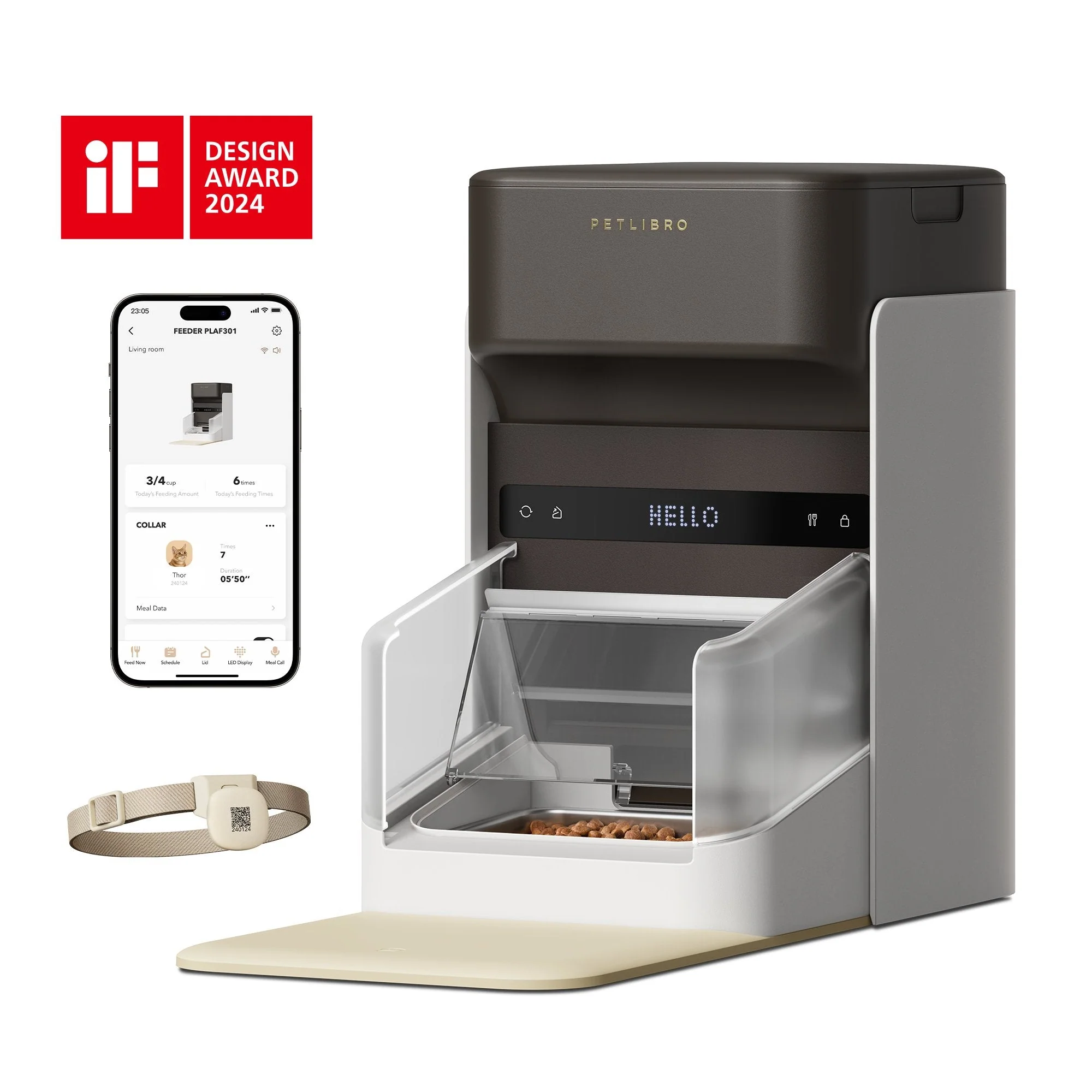 One RFID Smart Feeder with 15-Cup Capacity for Scheduled Meals