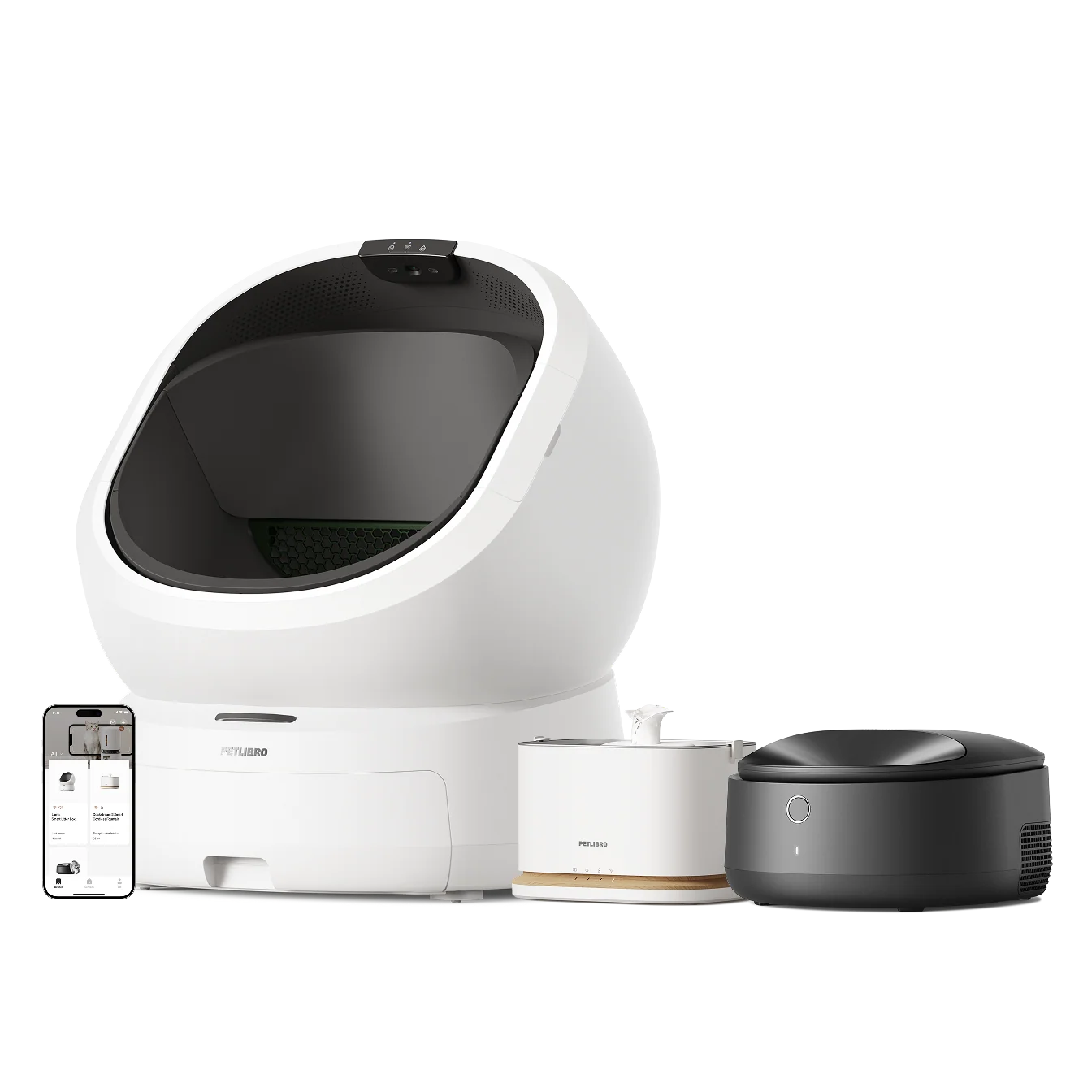 Luma Smart Litter Box, Polar Smart Wet Food Feeder and Dockstream 2 Fountain